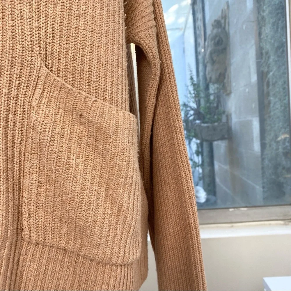 Madewell Ribbed Pocket Sweater in Camel Blush, Size S